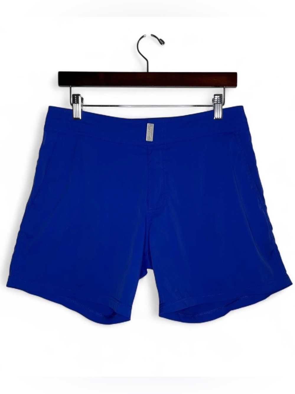 Vilebrequin Solid Blue Flat Belt Swim Shorts Trunks Short Inseam Size Medium